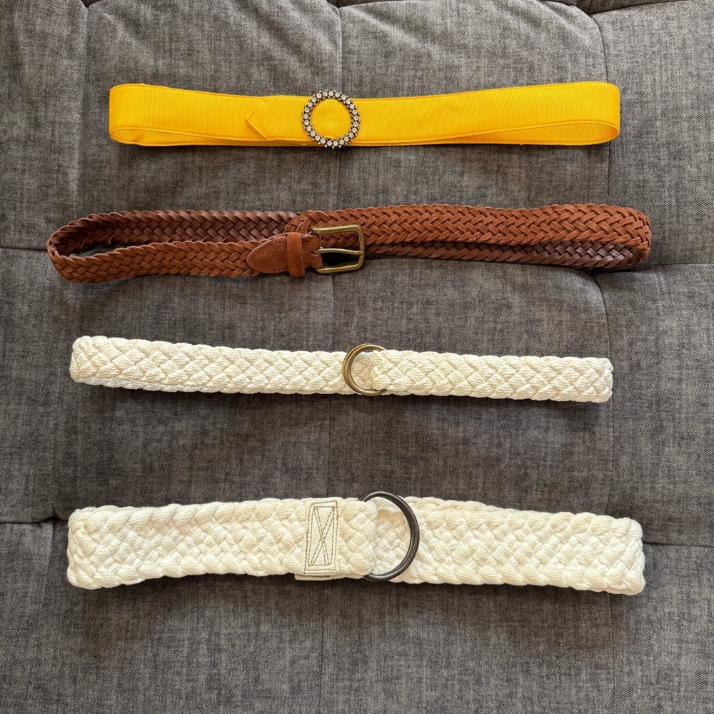 J.Crew collection of belts (Weave and fabric).